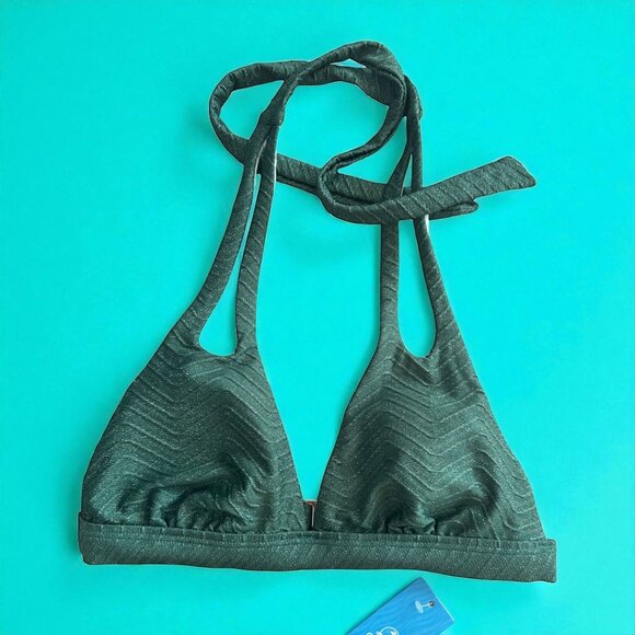 CUPSCHE Green Metallic Bikini Top Size Small NEW New with tags - Picture 1 of 6